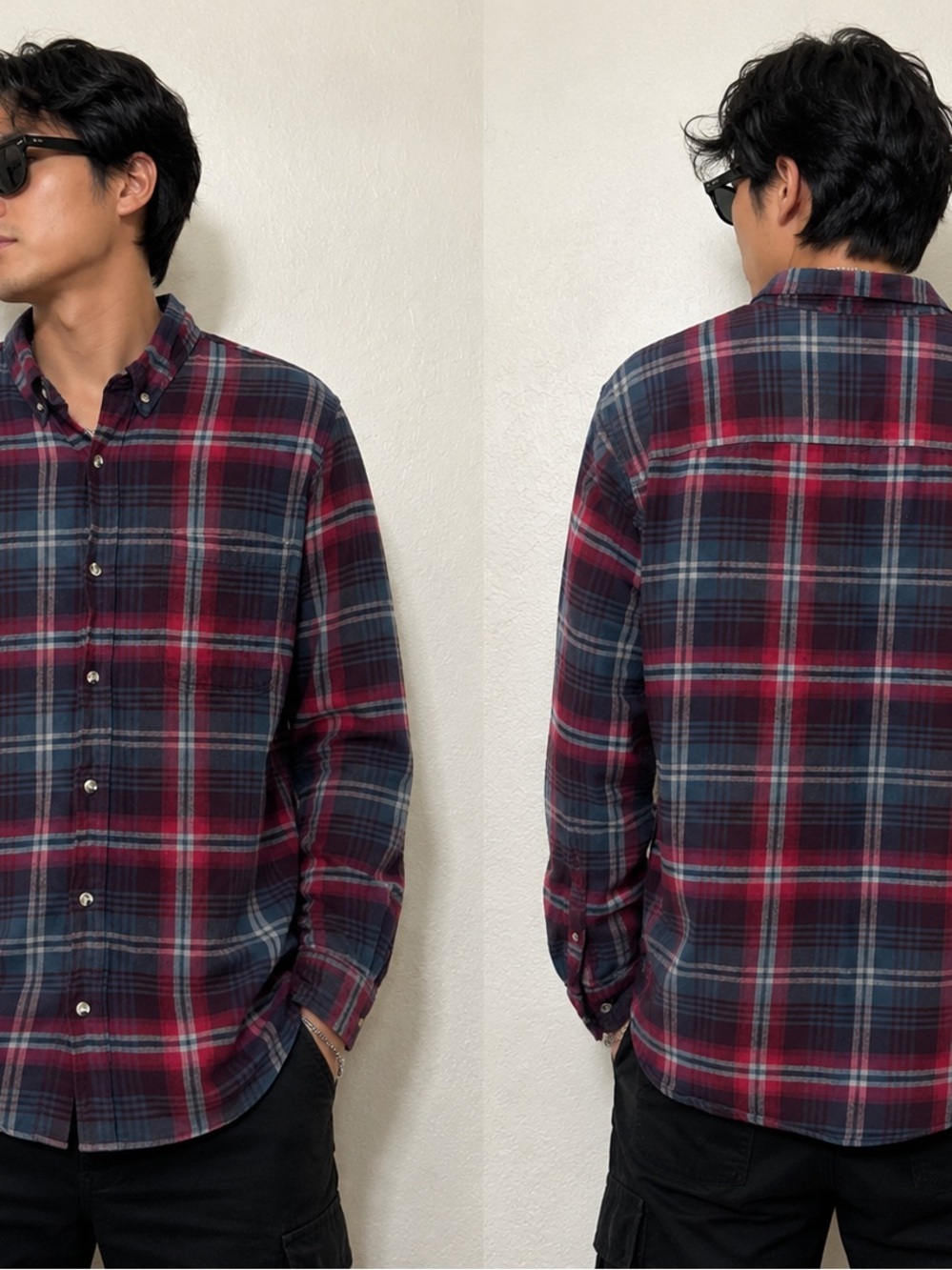 RedHead Red and Navy Plaid Button-Down Shirt